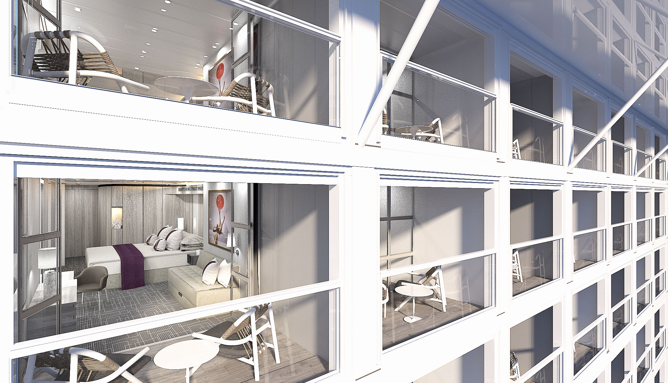 Panoramafönster eller din egen privata balkong - de flesta balkonghytter har en "infinity veranda"
