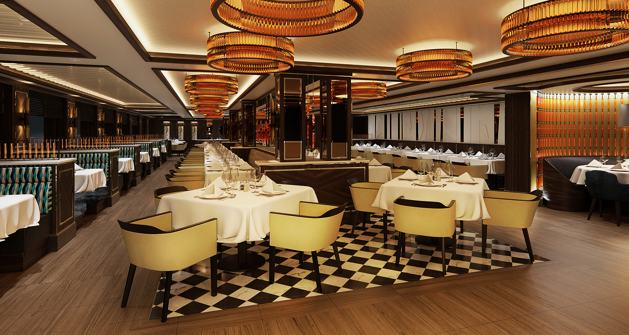 Crown Grill med modern, elegant design och kök i teaterstil