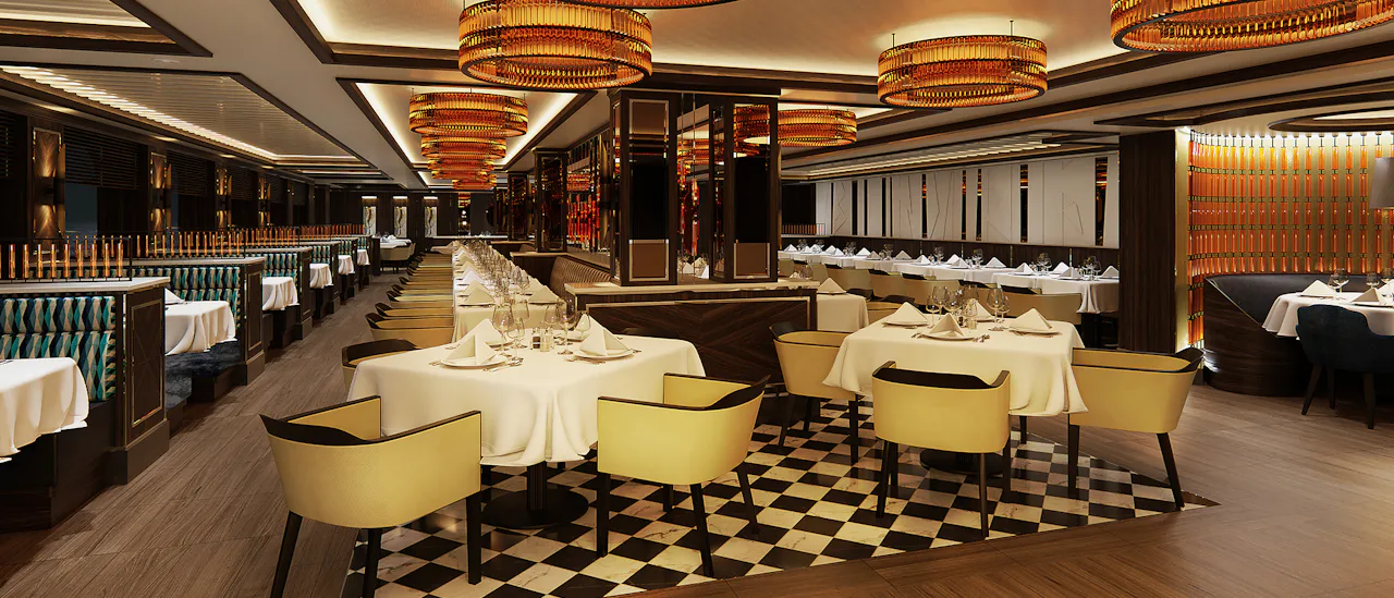 Crown Grill med modern, elegant design och kök i teaterstil